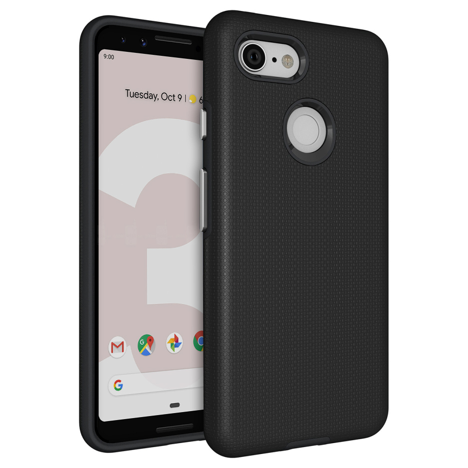 Black Dual Layer Texture Shockproof Case - Google Pixel 3